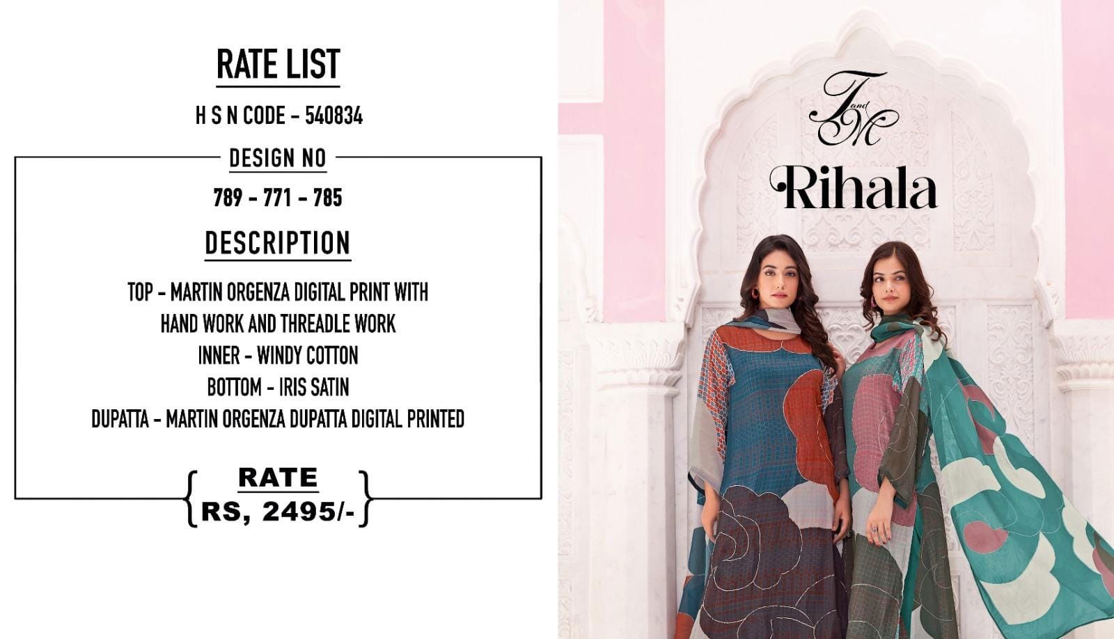 Rihala By T And M Martin Organza Printed Salwar Kameez Wholesale Shop In Surat